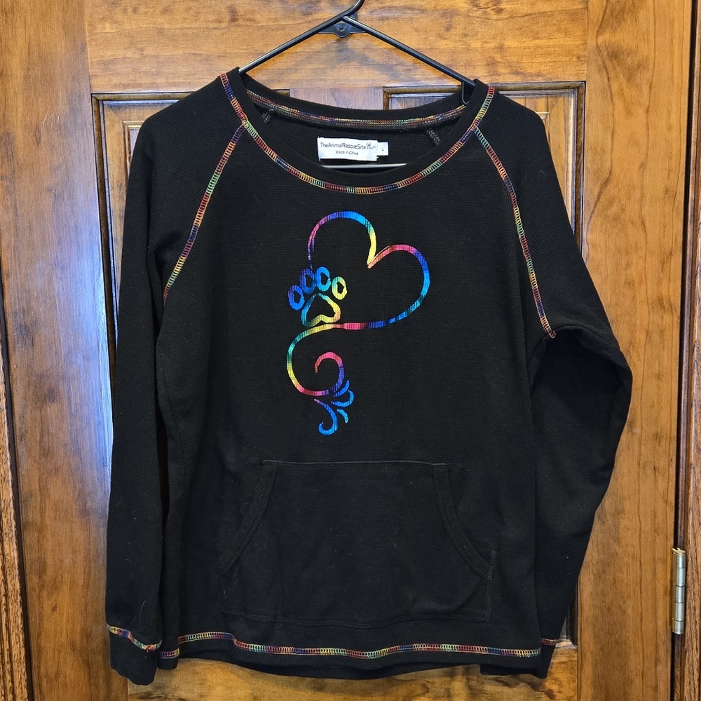 Animal Rescue Site Rainbow Paw Thermal Tee EUC Medium